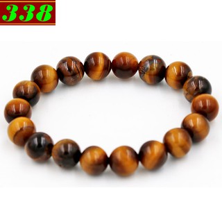 Hạt chuỗi tay đá mắt hổ vàng đen 10 ly 18 hạt, vòng chuỗi đeo tay