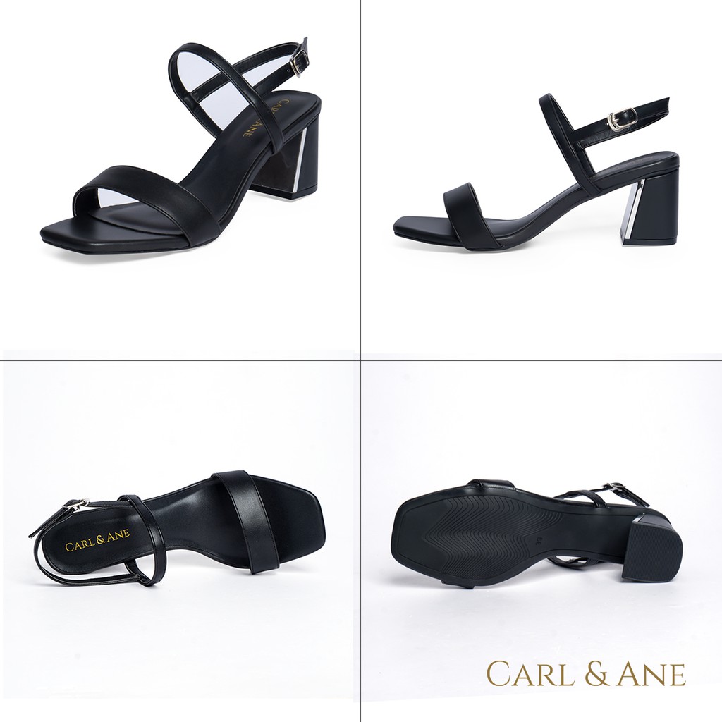 Carl &amp; Ane - Giày sandal nữ phối quai ngang basic cao 7cm màu đen _ CS005