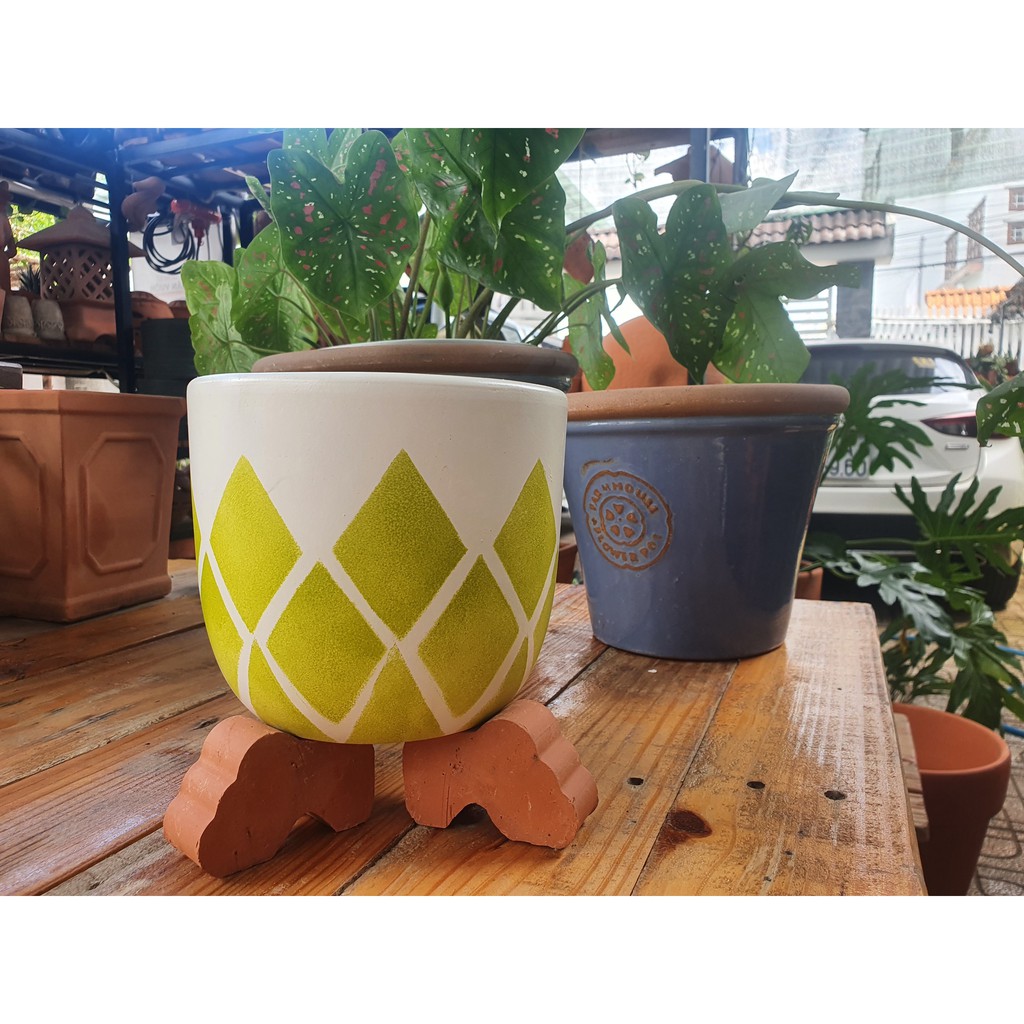 Combo 2 chậu gốm đất nung Hình Trứng Trơn  - Màu gốm đỏ , chậu trồng cây, gốm sứ sân vườn Bình Dương