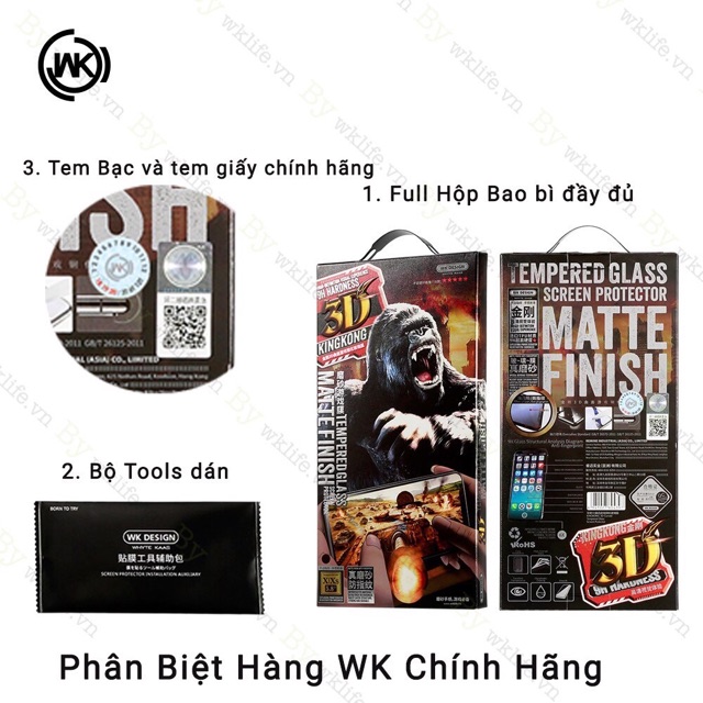 Kính Cường Lực Kingkong 3D Hãng WK Dành Cho Các Game Thủ - Chống Bám Vân Tay