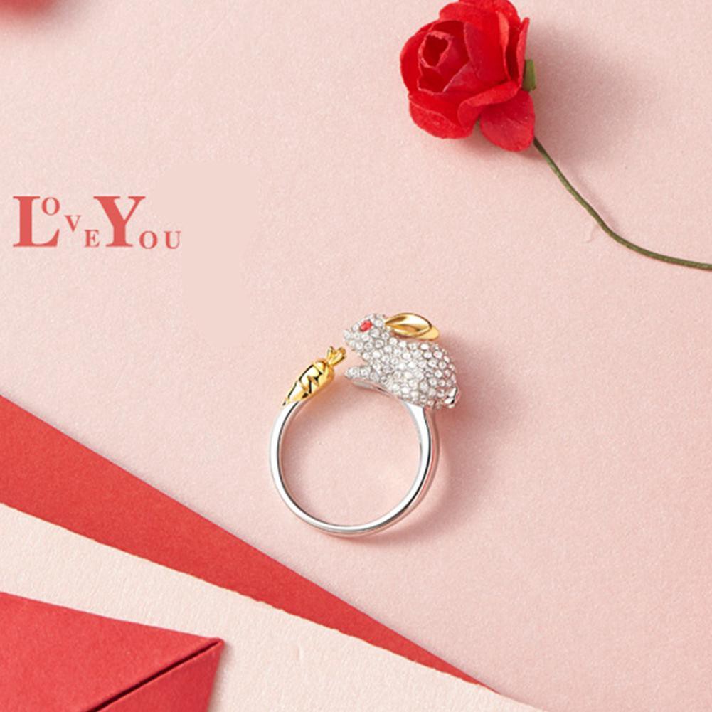 Nhẫn đeo tay kim loại hình thỏ đính đá xinh xắn cho nữ G9K5