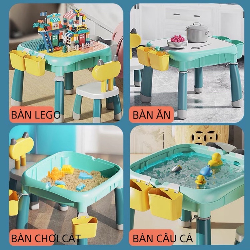 Bộ bàn lego xếp hình hãng FEELO kèm ghế chất liệu nhựa Abs cao cấp