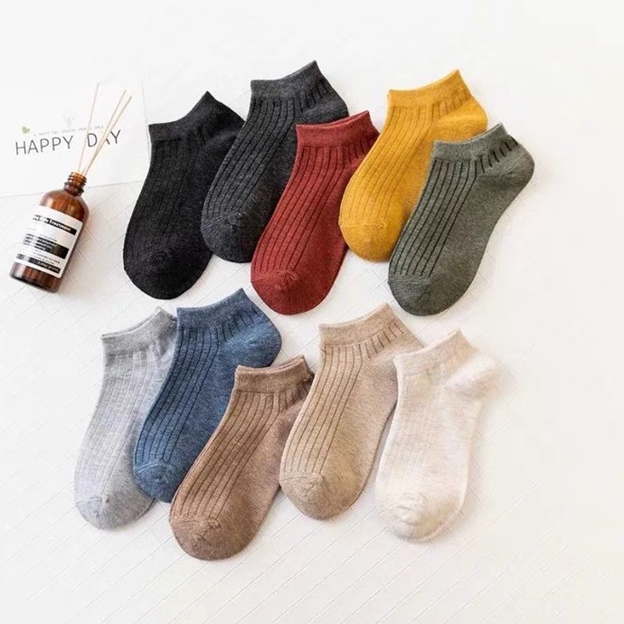 Tất ngắn cổ cao cấp gân vintage nhiều màu