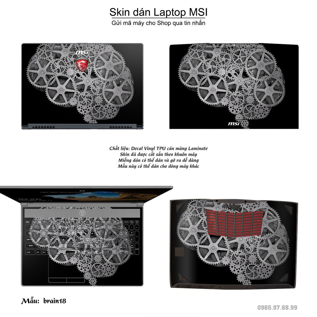 Skin dán Laptop MSI in hình Left Brain Right Brain (inbox mã máy cho Shop)