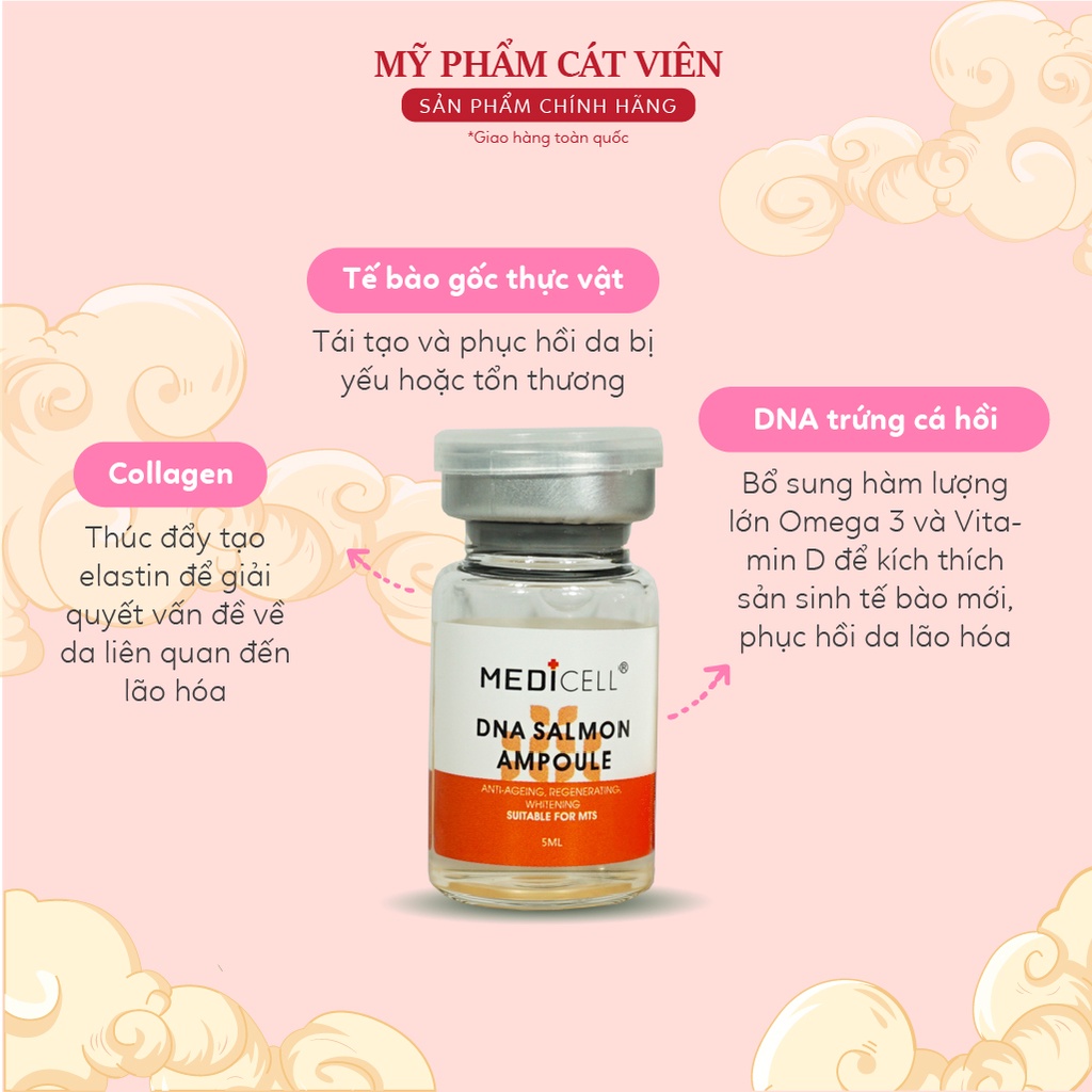 Tế Bào Gốc Trắng Da, Cang Bóng Da Mặt, Kiềm Dầu Da Dầu DNA Cá Hồi Medicell - lọ 5ml