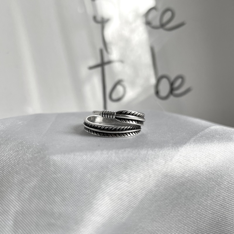 Nhẫn Hở Hình Lông Vũ Đa Năng Phong Cách Hip Hop Hàn Quốc Thời Trang