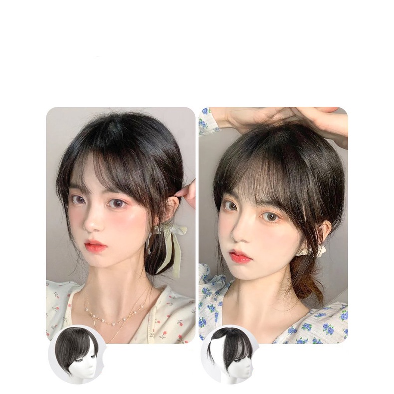 Mái giả Nivamo tóc nữ 3D 2 kẹp tự nhiên tóc mái giả nữ phong cách Hàn Quốc cao cấp TG23