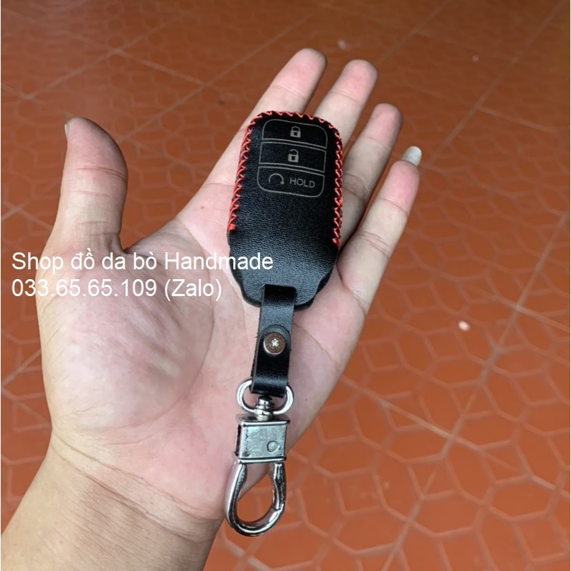Bao da chìa khóa Honda HRV, Civic 2022 -2023 phom mới chìa 3 nút, 4 nút bấm bằng da bò thật, khắc tên miễn phí