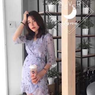 Váy hoa nhí tím Hàn Quốc tay dài, đẹp, tôn dáng - Floral Dress