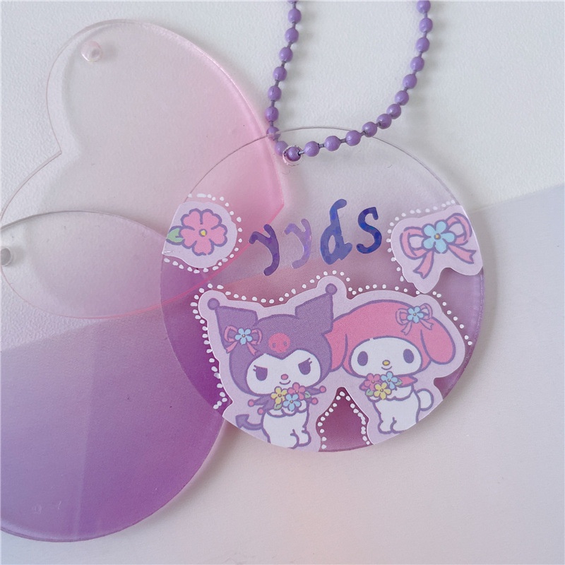 Peach Acrylic gradient color disc  DIY decorative keychain pendant