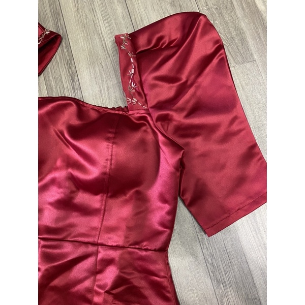 Váy nữ tay phồng xoè cổ vuông dự tiệc trong có quần chất taffa màu đỏ V00108 freesize AĐ BOUTIQUE