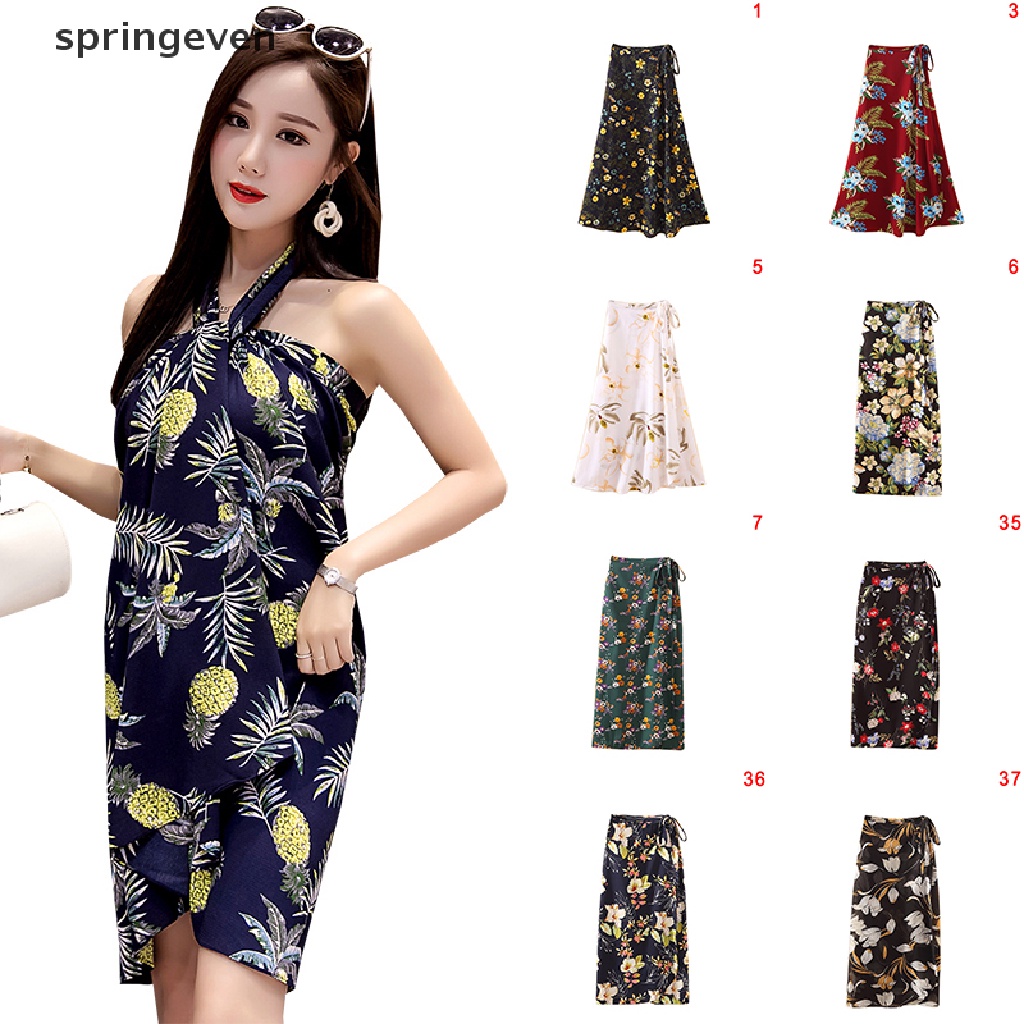 Chân Váy Dài Lưng Cao In Họa Tiết Hoa Phong Cách Boho Thời Trang Đi Biển Mùa Hè Cho Nữ