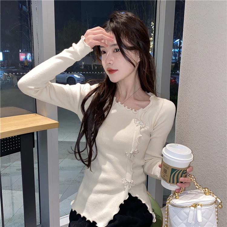 Jiashucheng Áo Sweater Dài Tay Thiết Kế Không Đồng Đều Mùa Hè Dễ Phối Đồ Cho Nữ