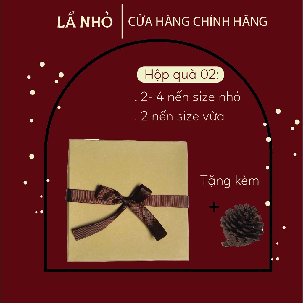 Hộp quà lớn Handmade  giấy kraft cứng - Có nơ - Nắp rời -Tặng kèm thông khô trang trí - Nến thơm Lá Nhỏ