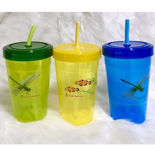 ⚡️𝐅𝐑𝐄𝐄 𝐒𝐇𝐈𝐏⚡️ Ly Nhựa Có Kèm Ống Hút Và Nắp Đậy Tiện Lợi