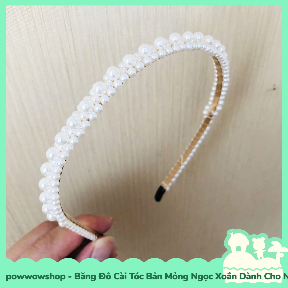 [Sẵn VN - Hỏa Tốc] Băng Đô Cài Tóc Viền Ngọc Bản Nhỏ Tinh Tế Dành Cho Nữ