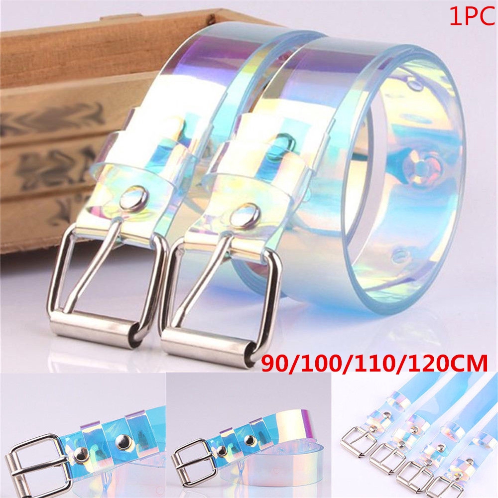 Thắt lưng màu holographic bản rộng phong cách punk cá tính