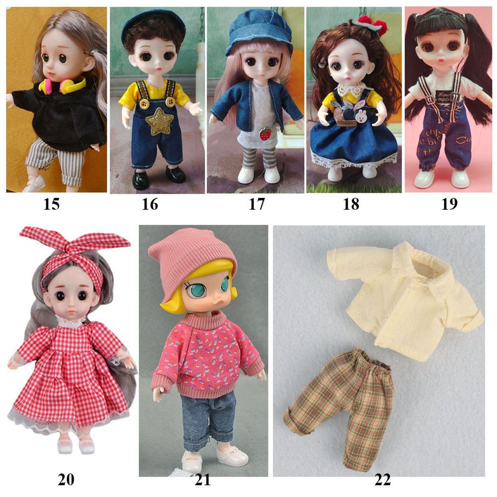 Quần áo tùy chọn cho búp bê 16~17cm Obitsu 11 Ob11 19 mẫu tỉ lệ 1/12