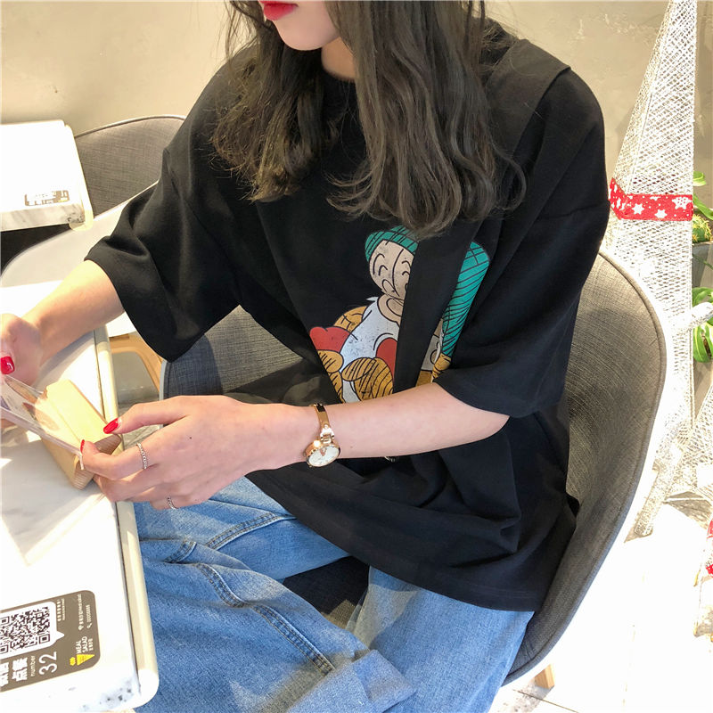 Áo Thun Nữ Tay Ngắn Dáng Rộng Phong Cách Hàn Quốc