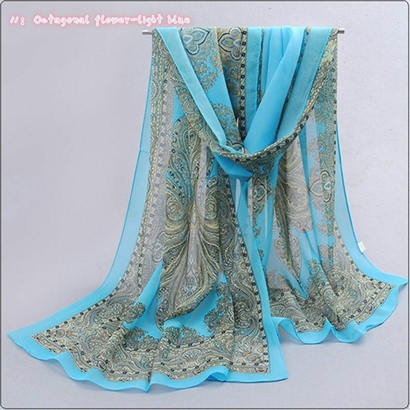 Khăn Choàng Cổ chiffon In Họa Tiết Hoa Thời Trang Mùa Thu Cho Nữ