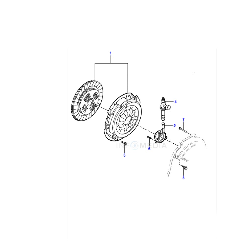 Bộ bố + mâm ép ly hợp Ford Transit 2011-2019, hộp số 6 cấp