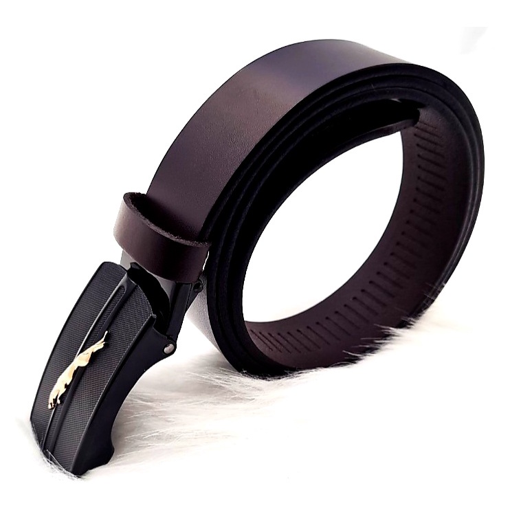 Thắt lưng nam da bò tự nhiên, đầu hình con báo, khóa tự động cao cấp DONAVYTLK