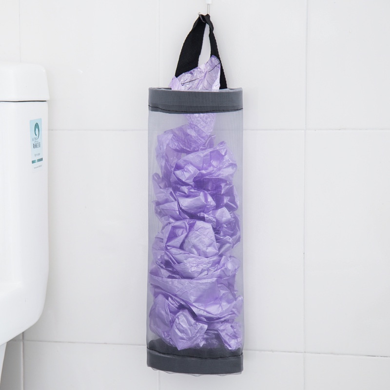 Giỏ đựng túi nilon túi đựng rác giấy vệ sinh treo tường bằng vải lưới bền đẹp (GDT03)