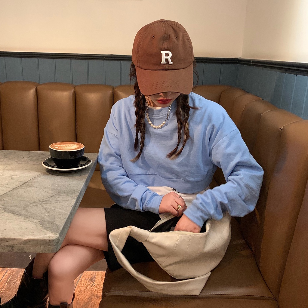 Mũ Lưỡi Trai Thêu Chữ R Phong Cách Hàn Quốc Cho Nữ