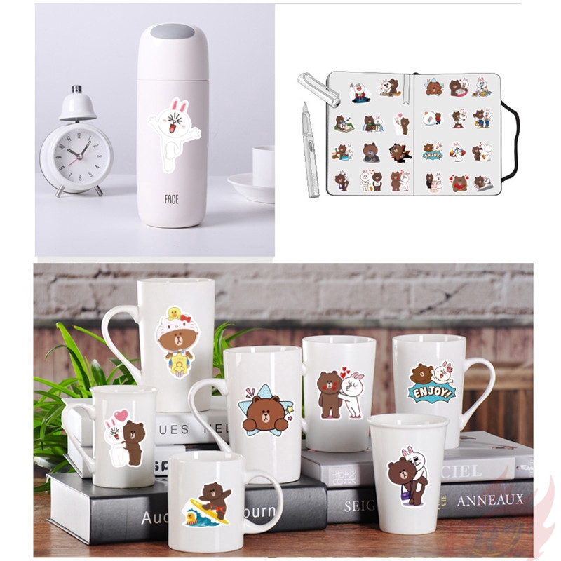 ❉ Line Town - Cony Rabbit &amp; Brown Bear Giấy và decal dán tường ❉ 36Pcs/Set DIY Decals Stickers for Diary Laptop