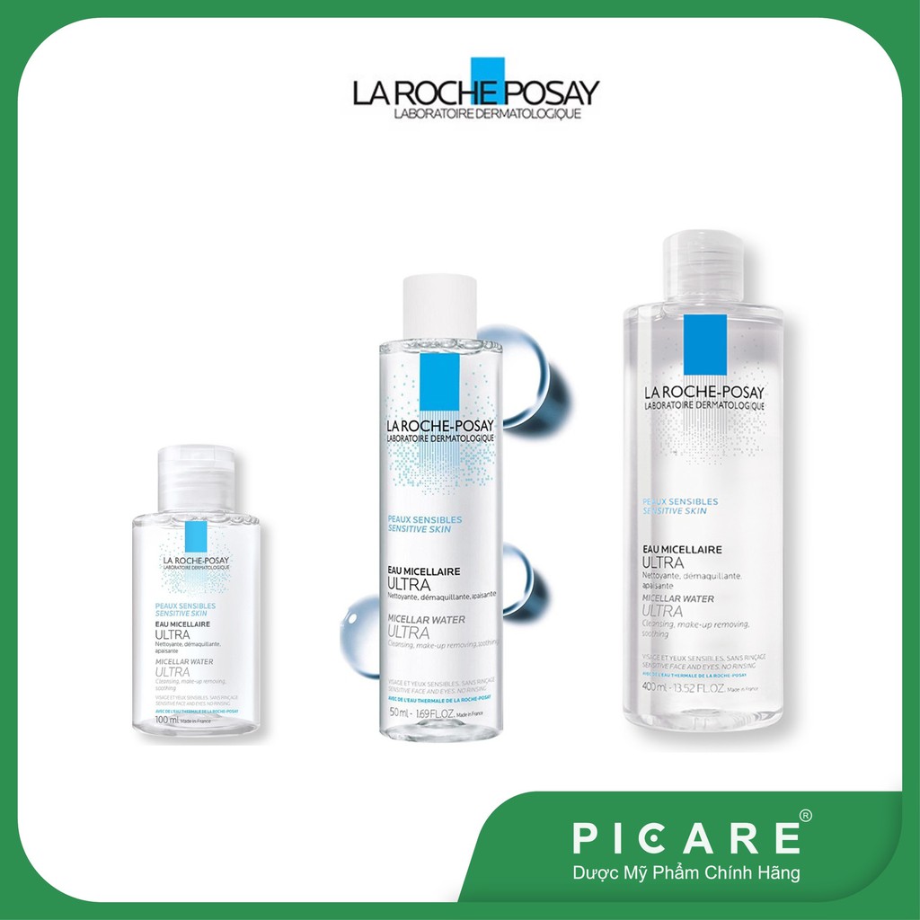 Nước tẩy trang cho da nhạy cảm La Roche Posay Micellar Water Ultra Sensitive Skin (100ml - 200ml - 400ml)