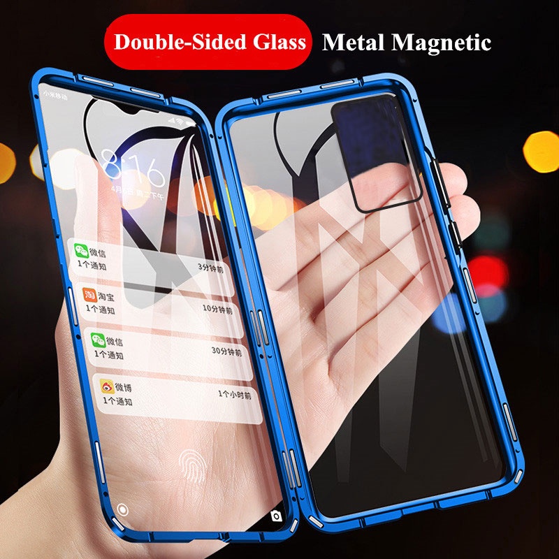 Galaxy A73 A53 A33 A23 A13⭐Ốp Điện Thoại Kính Cường Lực Hai Mặt Viền Kim Loại Nam Châm Cho Iphone⭐Ốp Điện Thoại Samsung