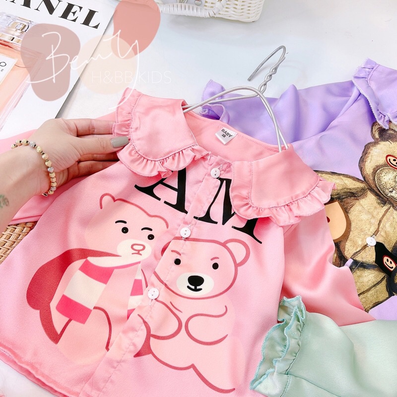 Bộ pijama lụa dài tay mẫu mới Size đại (20-28kg)