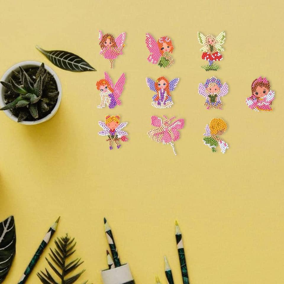 Tranh đính đá set 9 miếng sticker dán handmade mọi nơi bé thích dành cho bé gái