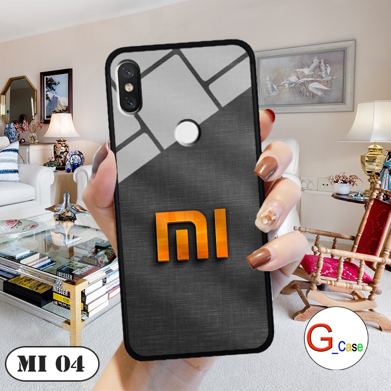 Ốp lưng Xiaomi Mi 8/ Mi 8SE - lưng kính in logo hãng điện thoại
