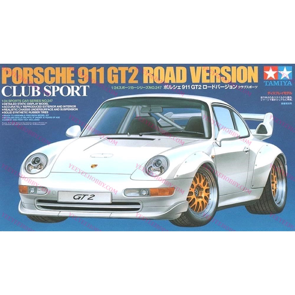 [YEEYEE] MÔ HÌNH LẮP RÁP TAMIYA - 1/24 PORSCHE 911 GT2 ROAD VERSION CLUB SPORT