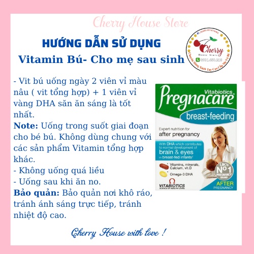 ✔️️️(Tặng Quà Xinh)Vitamin tổng hợp Pregnacare Breast feeding Bú Anh 84 viên