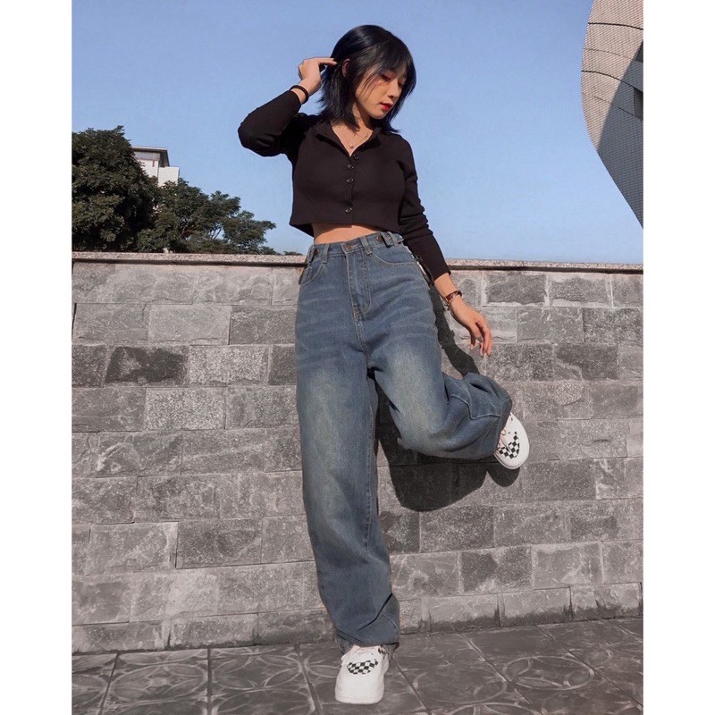[Giá siêu rẻ] Quần baggy jeans simple ống rộng, dáng dài cân mọi kiểu phối đồ