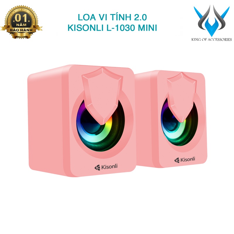 Loa vi tính 2.0 mini Kisonli L-1030 led RGB - nhỏ gọn (hồng) phụ kiện 1986