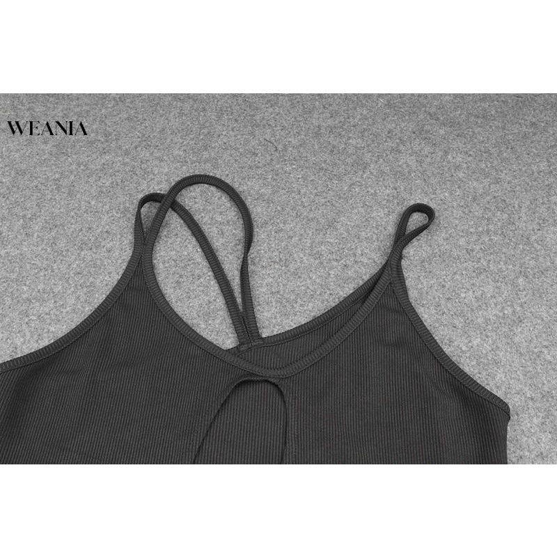 Bộ Áo Liền Quần Khoét Lỗ Màu Trơn Quyến Rũ Cho Nữ