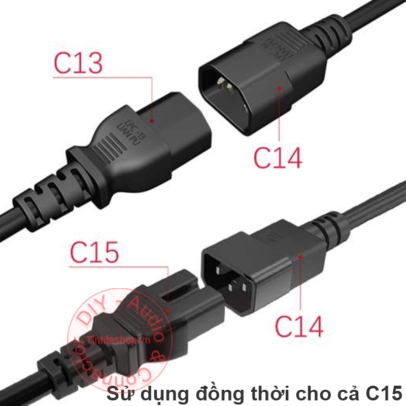 Dây nguồn PSU C13-C14 3x1mm chịu tải 2500W 1.5 mét