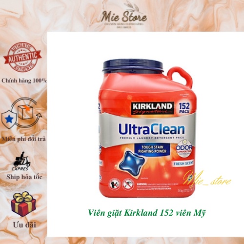 MẪU MỚI VIÊN GIẶT QUẦN ÁO KIRKLAND ULTRA CLEAN 152 VIÊN