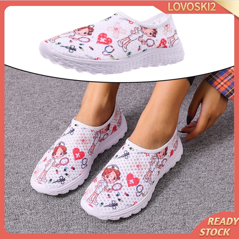 [LOVO] Nurse Doctor Women Sneakers Cosplay Slip On Mesh Cosplay Cartoon Shoes