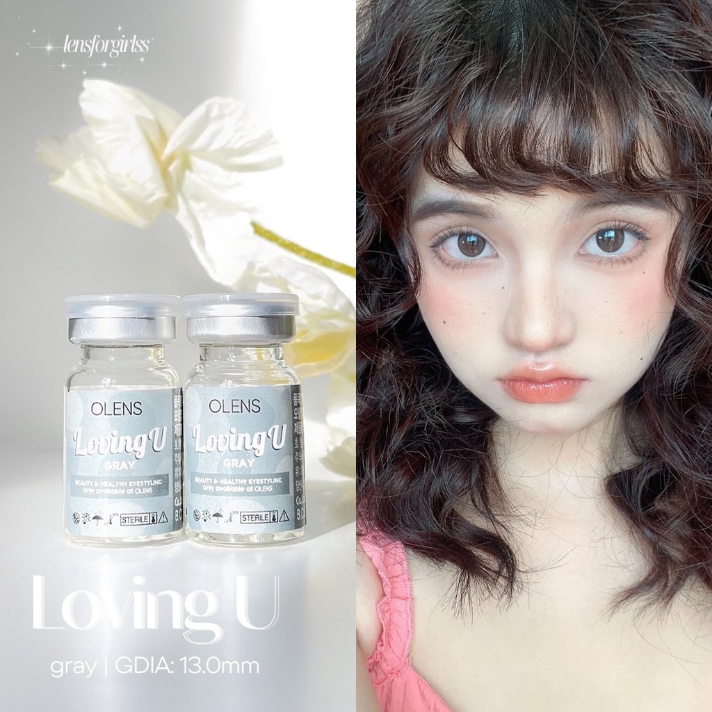 Kính áp tròng xám thuần tự nhiên LOVING U GRAY chính hãng OLENS | Hsd 3-6 tháng | Lens cận