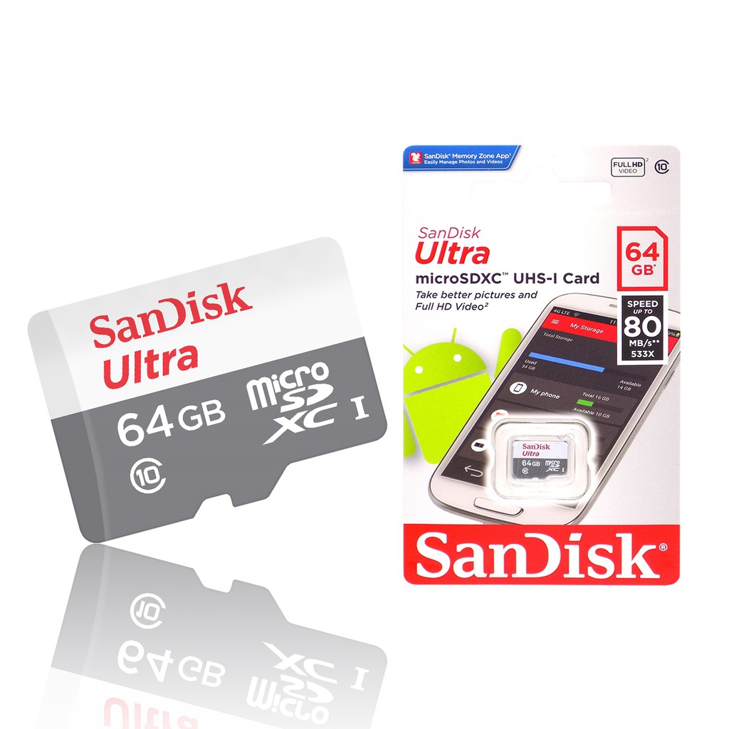 Thẻ Nhớ Micro SDHC 64GB Sandisk Ultra - Hàng Nhập Khẩu