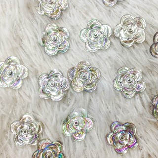 Hạt đá acrylic kết áo 3d hoa hồng ánh nhũ 7 màu size 1.5cm