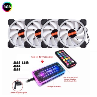Bộ 4 quạt fan led RGB coolmoon V2 chính hãng kèm bộ điều khiển hub có led RGB