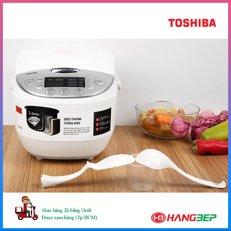 Nồi cơm điện tử Toshiba 1.8 lít RC-18DH2PV(W) - Bảo hành chính hãng 12 tháng toàn quốc - Freeship Bình Thạnh, Q1, PN