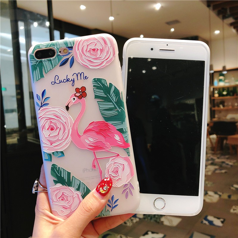 Ốp 3D phong cách flamingo iPhone 6 6s 6 plus 6s plus 7 7 plus 8 8 plus x xr xs xsmax đẹp sang trọng a01C