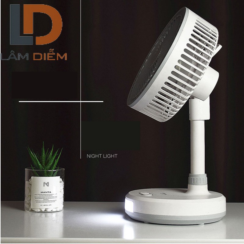 Quạt sạc để bàn có đèn led đa năng dp 7627
