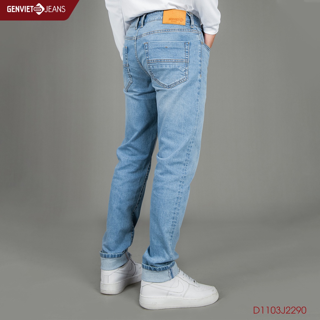 Quần Jeans Nam Genviet Jeans Dáng Đứng Col Đơn Giản Chất Bò Mềm Cao Cấp D1103J2290